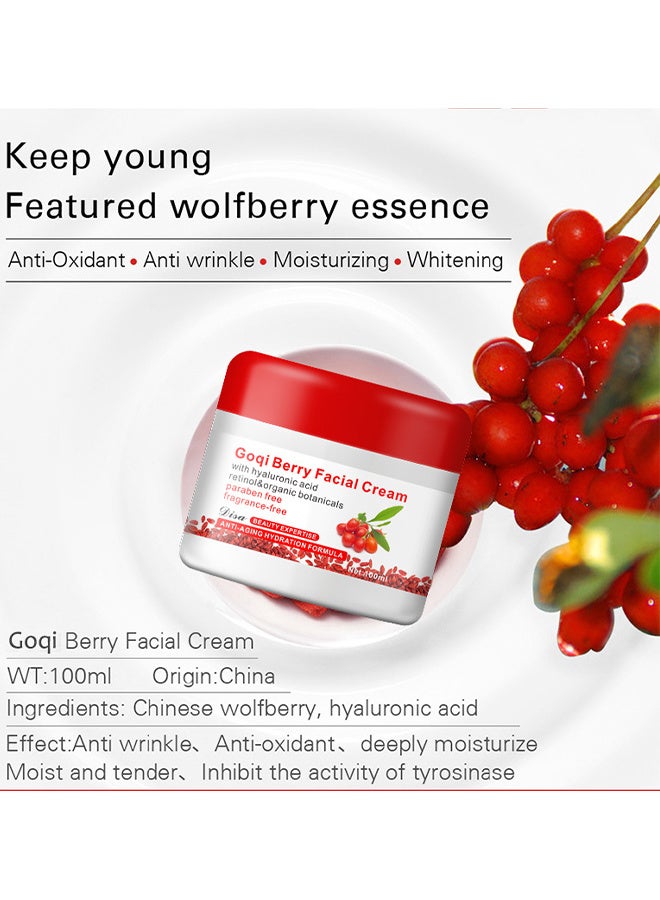 Disaar Goji Berry Facial Cream, Anti-Aging Moisturizer with Hyaluronic Acid, Antioxidant Berry Face Cream For Wrinkle Reduction, Skin Tightening, and Firming, Day Cream For Fine Lines And Age Spots, 100G - Image 3