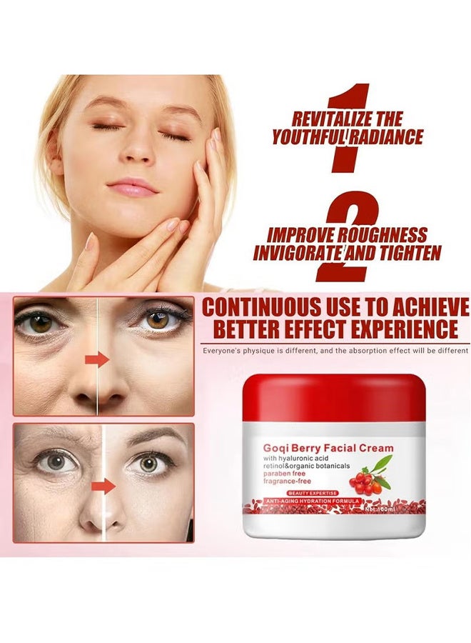 Disaar Goji Berry Facial Cream, Anti-Aging Moisturizer with Hyaluronic Acid, Antioxidant Berry Face Cream For Wrinkle Reduction, Skin Tightening, and Firming, Day Cream For Fine Lines And Age Spots, 100G - Image 4