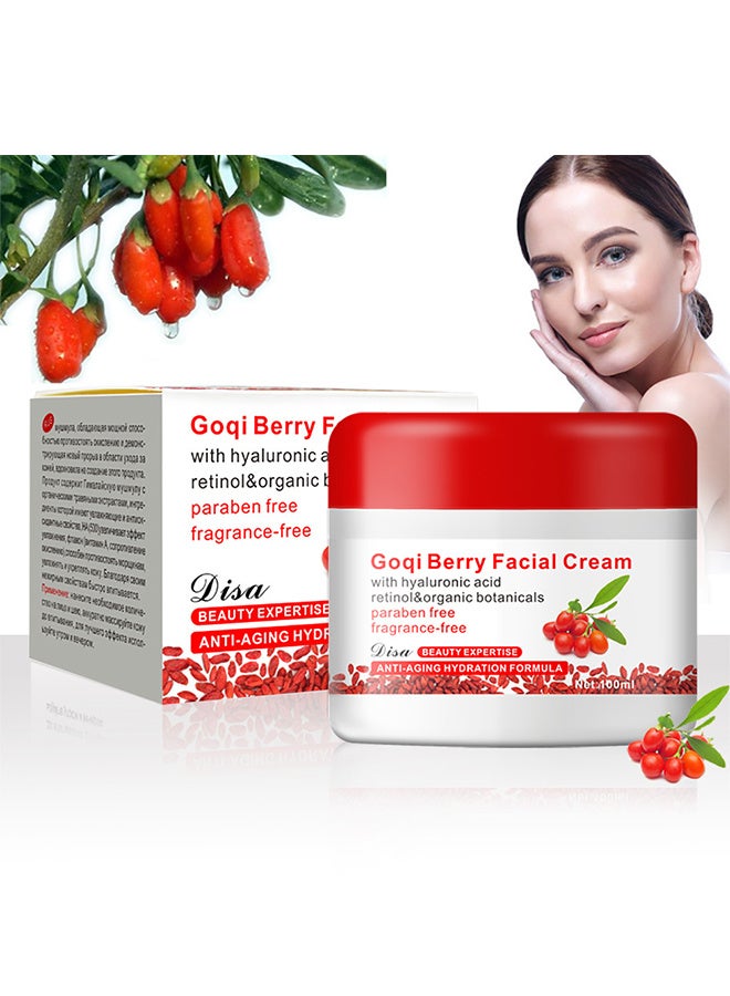 Disaar Goji Berry Facial Cream, Anti-Aging Moisturizer with Hyaluronic Acid, Antioxidant Berry Face Cream For Wrinkle Reduction, Skin Tightening, and Firming, Day Cream For Fine Lines And Age Spots, 100G - Image 1