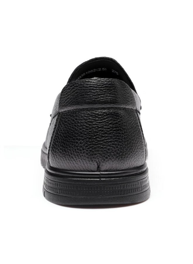 Strongman Qiangren Men's Plus Size Casual Shoes Convenient Slip-on Style Top Layer Cowhide Daily Leisure Shoes Extra Large Size Comfortable Simple Low-cut Driving Leather Shoes Jda351062 Black Size 46 - Image 2