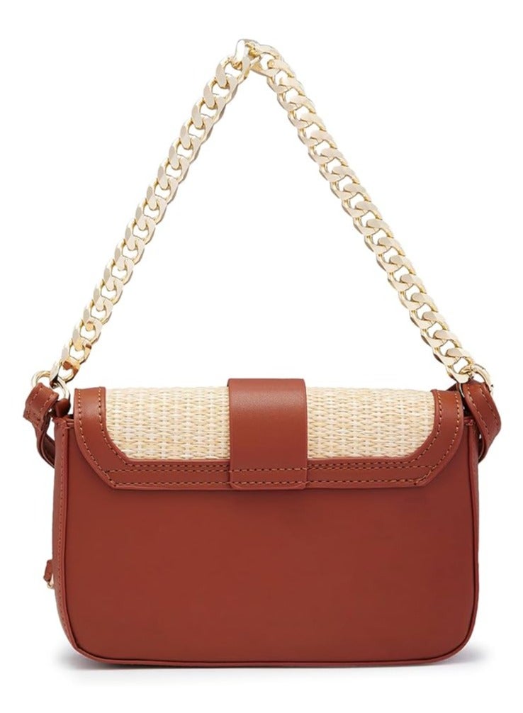 Caprese Georgia Sling Small Brown Stylish crossbody sling bag with raffia finish, adjustable strap, ideal for casual outings - Image 3