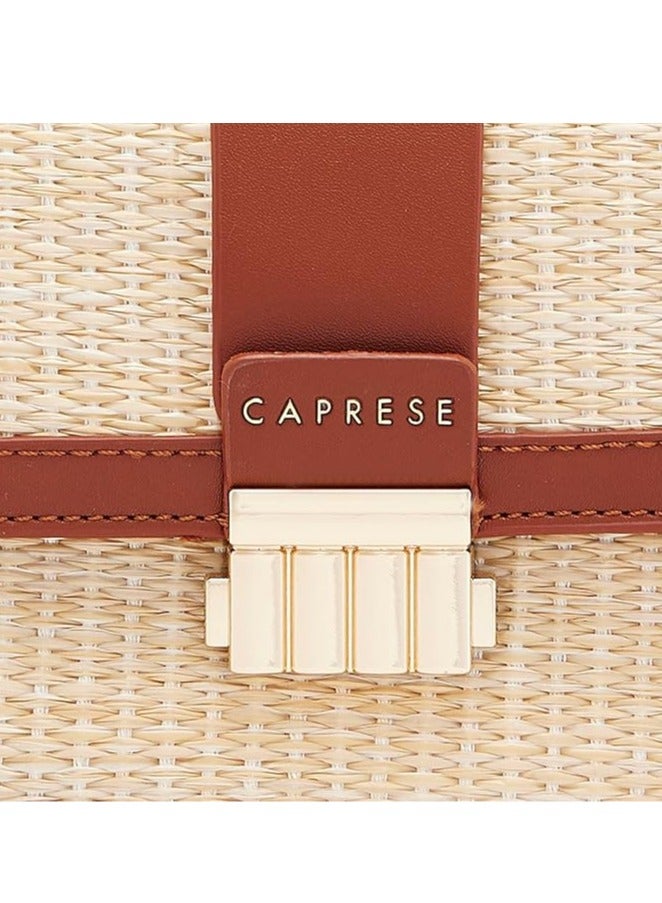 Caprese Georgia Sling Small Brown Stylish crossbody sling bag with raffia finish, adjustable strap, ideal for casual outings - Image 4