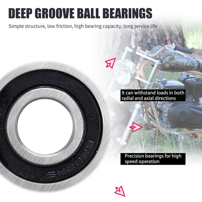 MRELC Mini Bike Front Rear Wheel Bearing Set fit for Coleman CT200U BT200X CT200U-EX Baja Warrior Heat Massimo MB165 MB200 196cc 200cc 6.5hp Powersports 6202RS Mini Bike Parts - Image 4