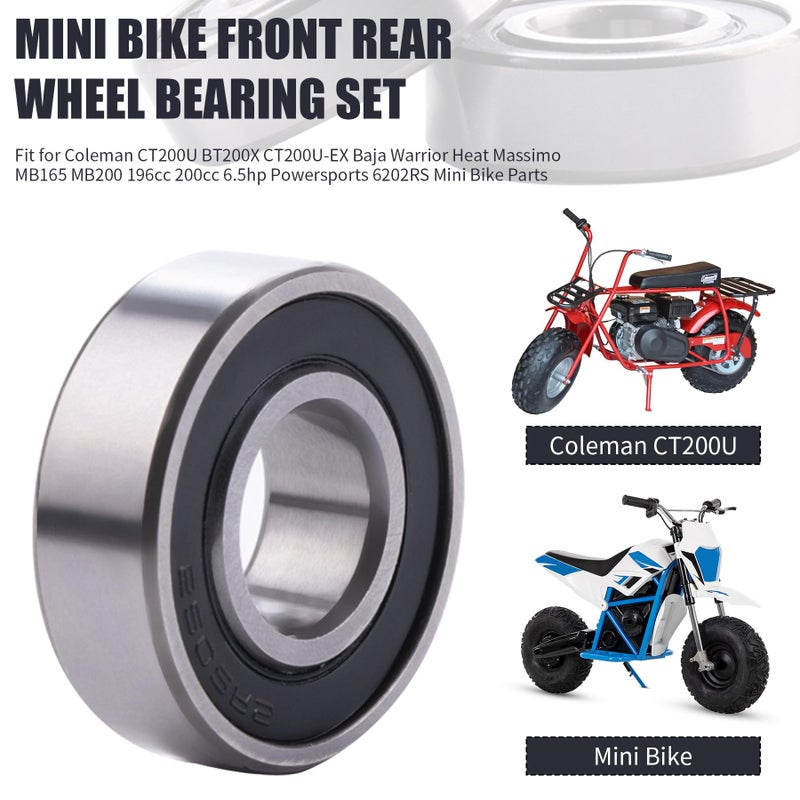 MRELC Mini Bike Front Rear Wheel Bearing Set fit for Coleman CT200U BT200X CT200U-EX Baja Warrior Heat Massimo MB165 MB200 196cc 200cc 6.5hp Powersports 6202RS Mini Bike Parts - Image 5