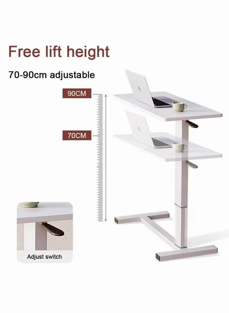 WALALLA Overbed Bedside Table with Rolling Wheels 80x40x90cm C-Shape Side Table Adjustable Height Hospital Bed End Table Sofa Large Laptop Side Table for Couch Living Room standing desk - Image 5