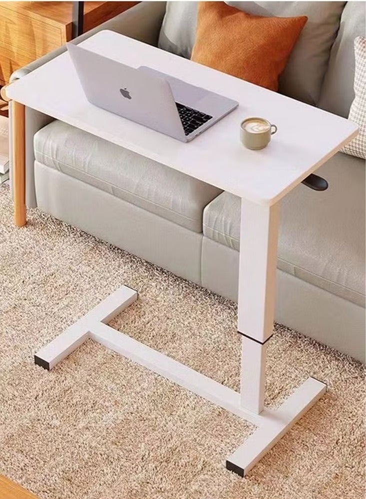 WALALLA Overbed Bedside Table with Rolling Wheels 80x40x90cm C-Shape Side Table Adjustable Height Hospital Bed End Table Sofa Large Laptop Side Table for Couch Living Room standing desk - Image 1