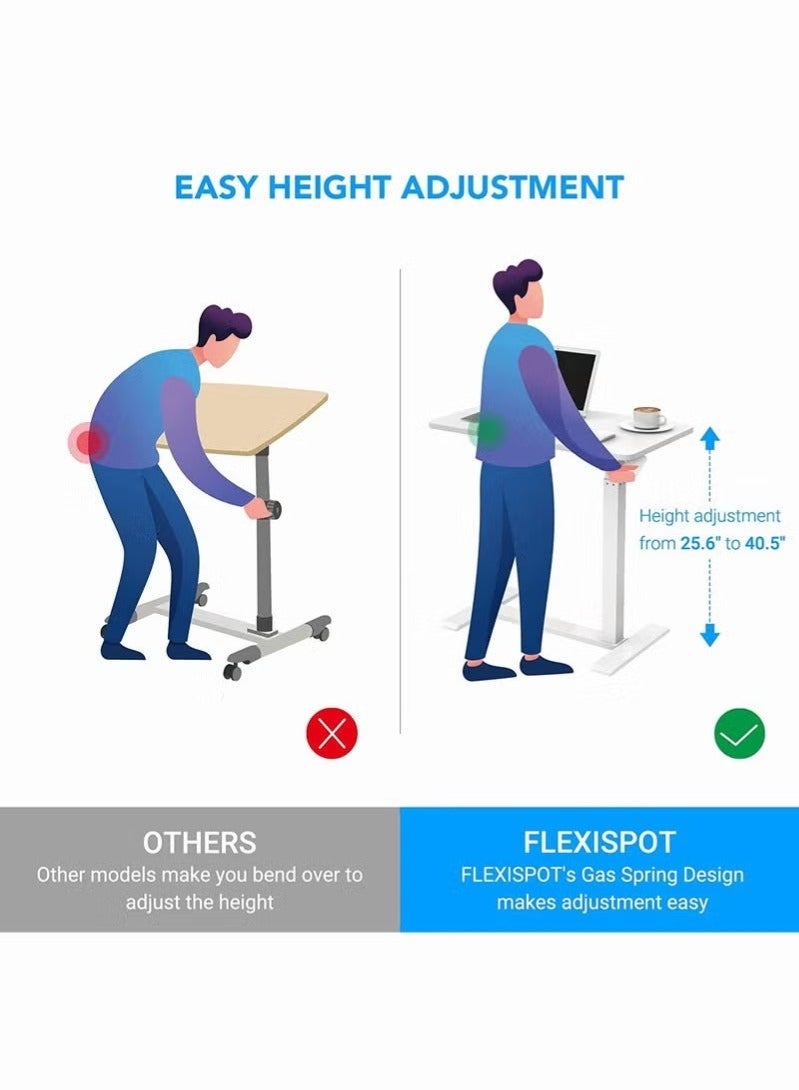 WALALLA Overbed Bedside Table with Rolling Wheels 80x40x90cm C-Shape Side Table Adjustable Height Hospital Bed End Table Sofa Large Laptop Side Table for Couch Living Room standing desk - Image 3