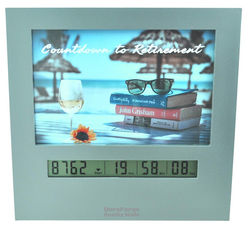 DuraForge Large Display Retirement Countdown Clock and 4x6 Picture Frame Countdown Retirement Clocks are Fun Gifts for Women Change Photo  Set Day Timer for Vacation Wedding Christmas Baby Birthday Halloween