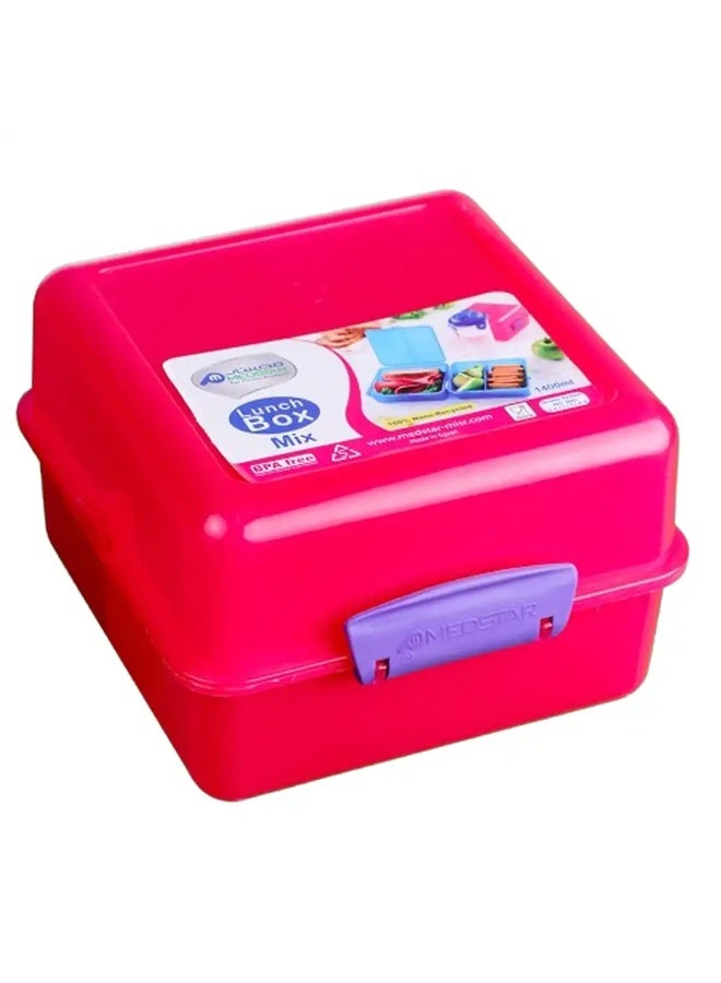 ميدستار صندوق غداء ميدستار 1400 مل وردي - 7707 - Image 1