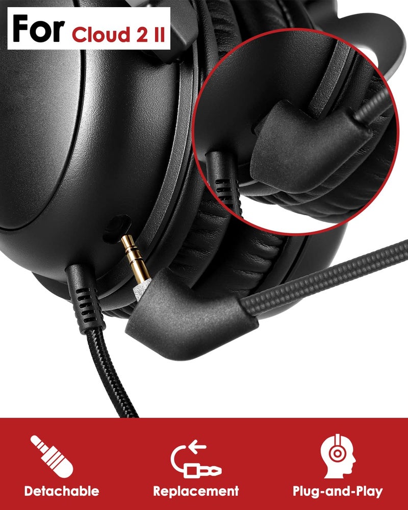 AKKE Cloud 2 II Mic Replacement - 2 PCS 3.5mm Detachable Game Microphone for Kingston HyperX CloudX I&II Core Cloud PS4 Xbox One Nintendo Switch Computer PC Gaming Headsets - Image 2