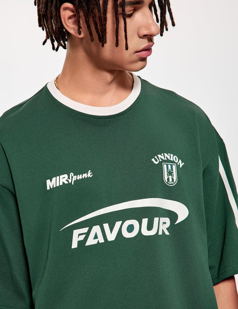 Vamtac Patchwork Racing T Shirt Y2K Vintage Oversized Graphic Tees Contrast Color Stripe Half Sleeve Unisex Streetwear Top DarkGreen X-Large - Image 3