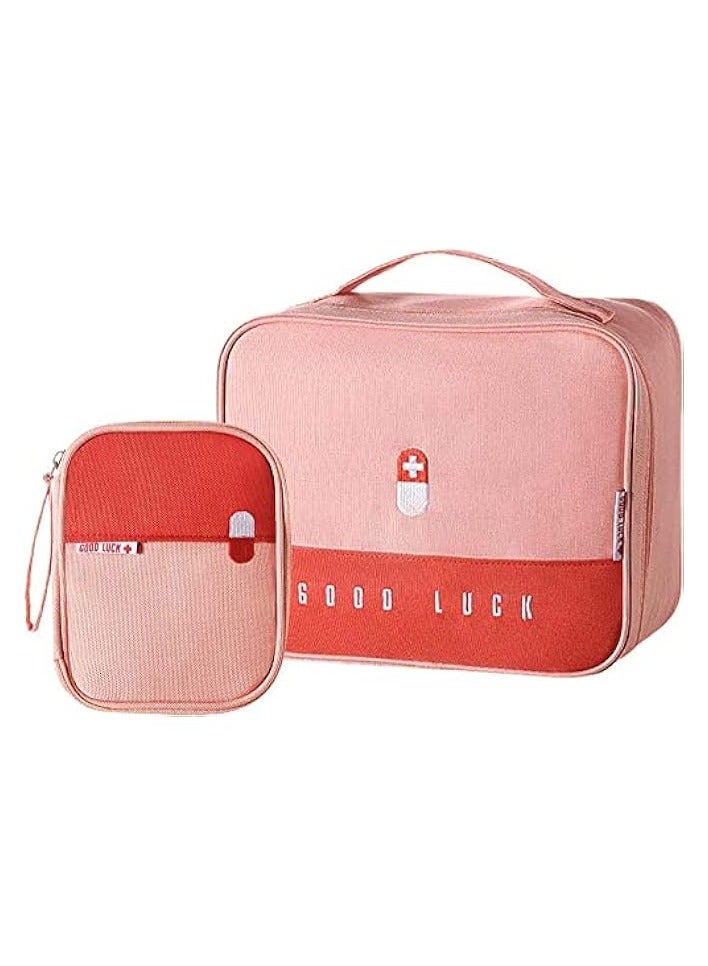 erorex Empty First Aid Bags Travel Medical Supplies Cosmetic Organizer Insulated Medicine Bag Convenient Safety Kit Suit for Family Outdoors Hiking Camping Car Office Workplace, Pink(Mom Son Bag) - Image 1
