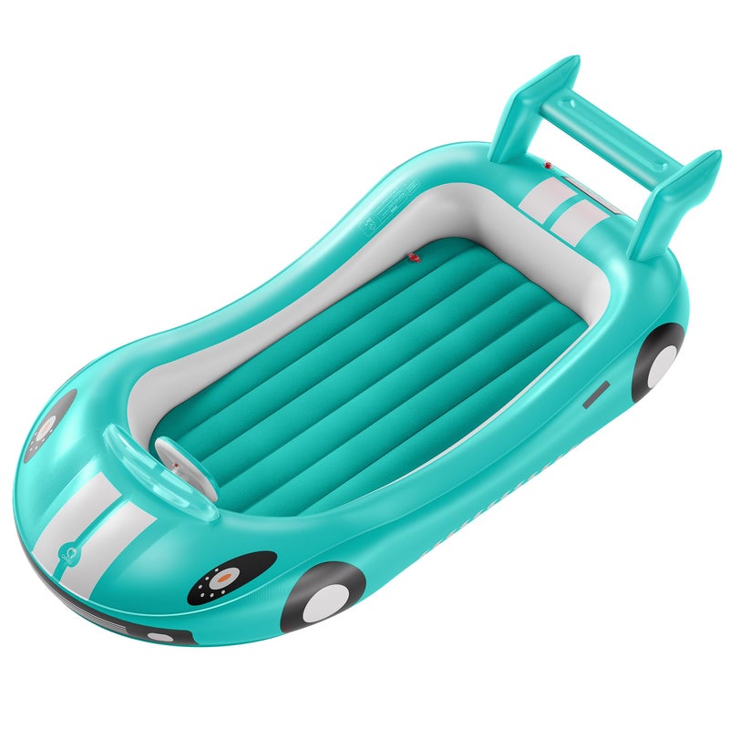 QPAU QPAU Inflatable Kids Bed Toddler Travel Bed with Sides for Camping Traveling Hotel or Home Use Hand Pump Included Cyan 