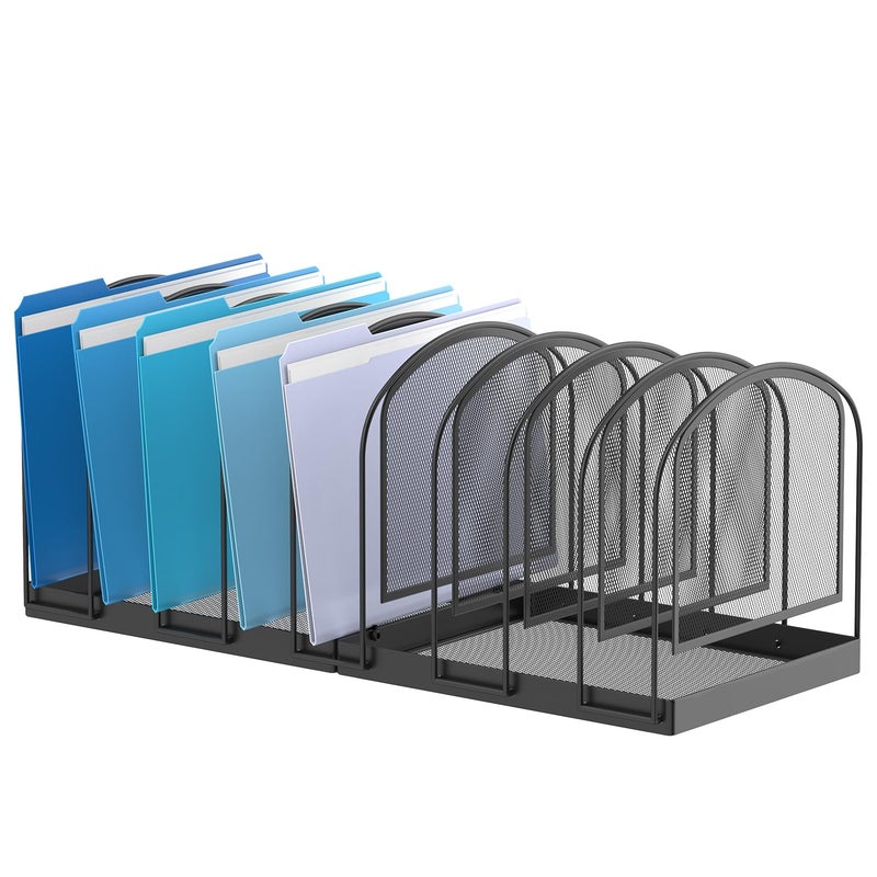 SUPEASY File Organizer for Desk, 9-Section Mesh Desk Organizer, Vertical File Holder Desktop Organizer File Sorter, File Folder Holder for Office Supplies, Black - Image 1