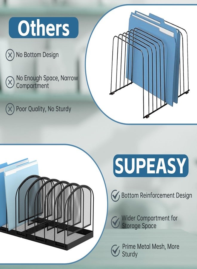 SUPEASY File Organizer for Desk, 9-Section Mesh Desk Organizer, Vertical File Holder Desktop Organizer File Sorter, File Folder Holder for Office Supplies, Black - Image 2
