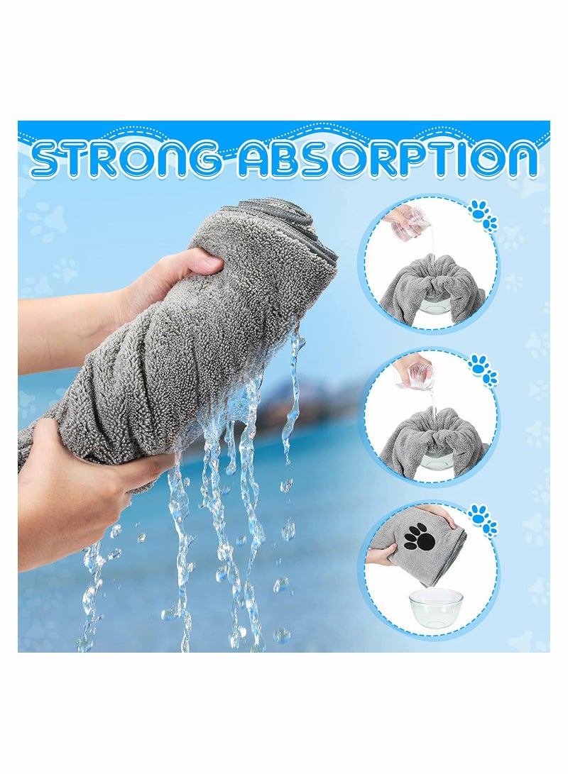 4 Pack Absorbent Microfiber Dog Bath Towels Quick Drying for Dogs Cats and Pets Gray - Image 4