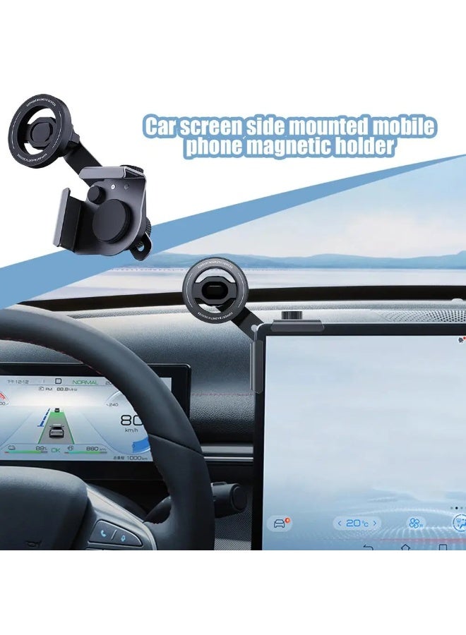 Aluminum Alloy Magnetic Car Phone Holder for New Energy Vehicles, Multi-Angle Adjustment, Strong Magnet, Universal Car Mount  - Image 1
