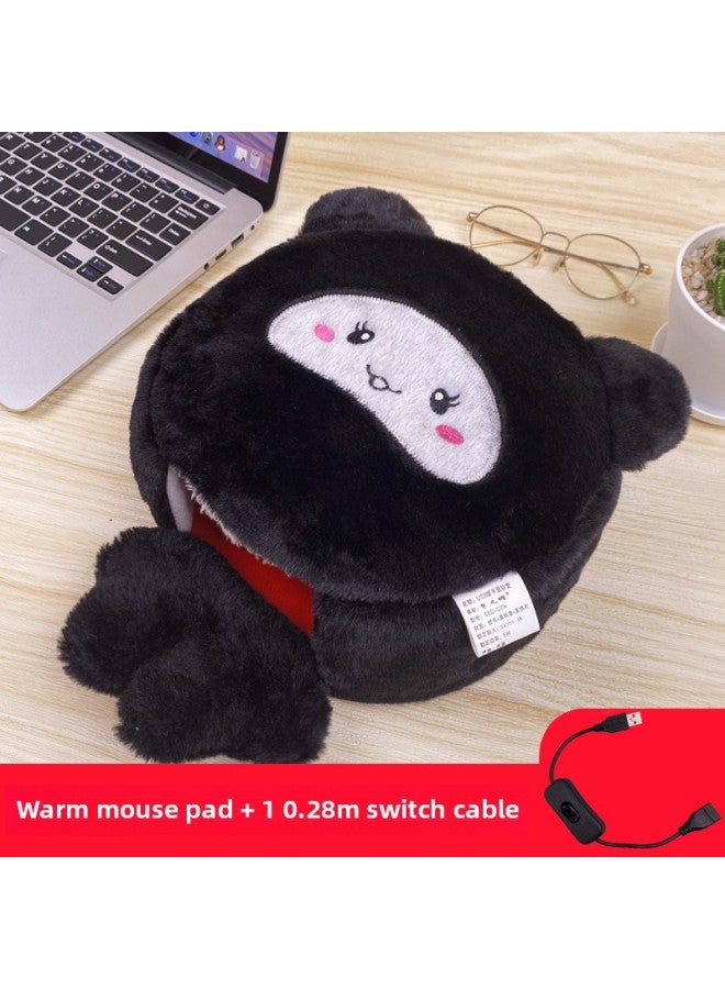 Winter Heating Hand Warmer Mouse Pad With Wrist Winter Mouse Cover Warm Computer Men's Fleece-lined Thickened Gloves-Pattern:Miffy + One More Switch Line  - Image 1