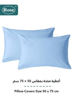 Rose Rose Luxurious Plain Fitted Sheet with Deep Pockets and Pillow Cases, Bed Sheet 3-Pieces Set, Soft & Cozy Microfiber Breathable and Cooling, King Size 200x200+38 cm, Light Blue  - Image 4