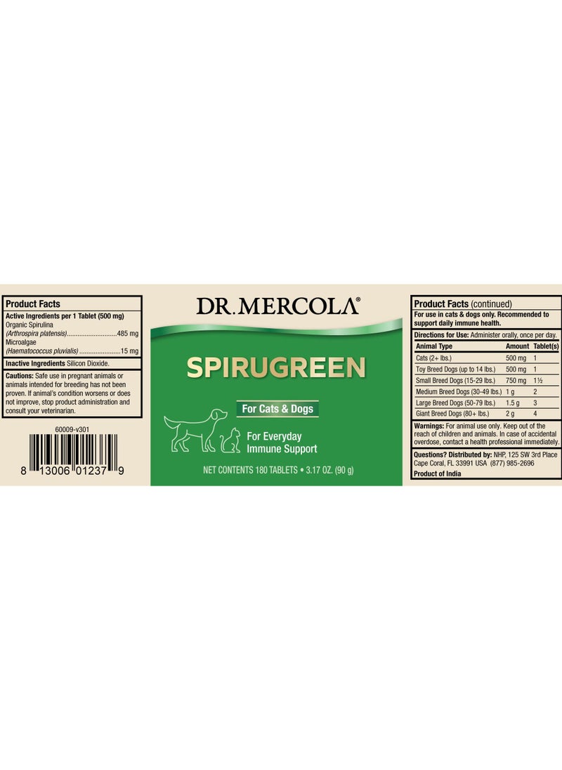 SpiruGreen, For Cats and Dogs, For Everyday Immune Support, 180 Tablets, 3.17 Oz. (90g) - pzsku/Z77EA38D994003629C98EZ/45/_/1730351728/f6ad6771-c1f2-4215-a81e-56781f794451