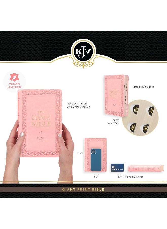 KJV Holy Bible, Giant Print Standard Size Faux Leather Red Letter Edition - Ribbon Marker, King James Version, Pink  - Image 1
