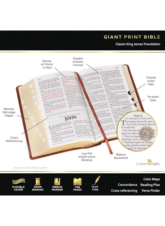 KJV Holy Bible, Giant Print Standard Size Faux Leather Red Letter Edition - Ribbon Marker, King James Version, Pink  - Image 4