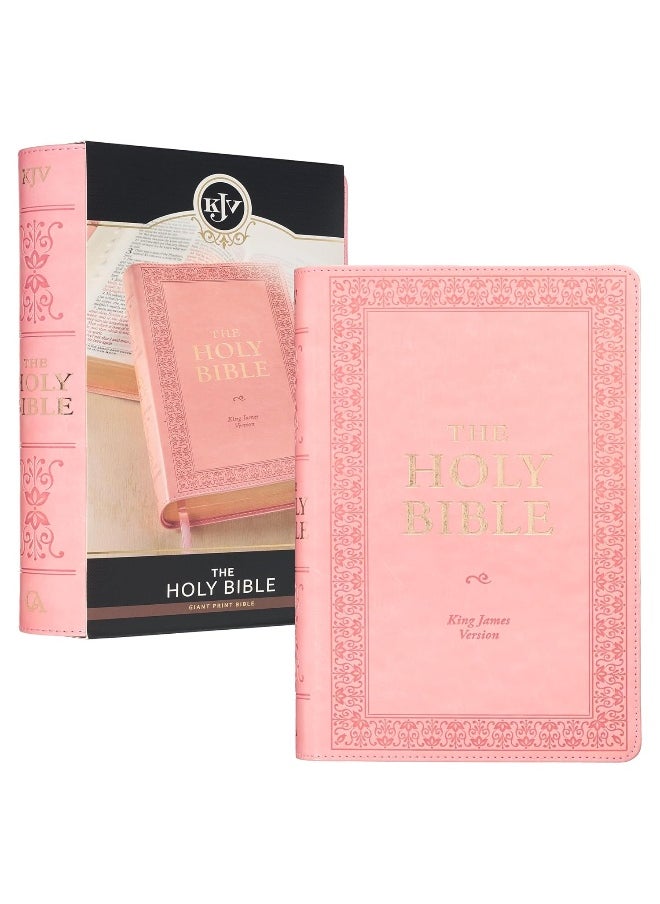 KJV Holy Bible, Giant Print Standard Size Faux Leather Red Letter Edition - Ribbon Marker, King James Version, Pink  - Image 1