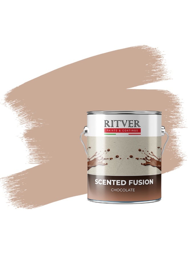 RITVER Scented Chocolate Wall Paint Emulsion, Ideal for interior finish, Chocolate Scented, 3.6 Ltr, Desert Linen, High Opacity, Matte Finish