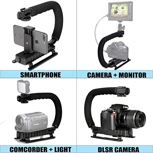 VIBLITZ® 3 in 1 Universal Stabilizer C-Shape Bracket Video Handheld Grip + Ball Head hot Shoe Adapter + Mobile Phone Clip Holder for 4in1 DSLR Camera +Camcorder +Smartphone Video Rig Mount Fit - Image 4