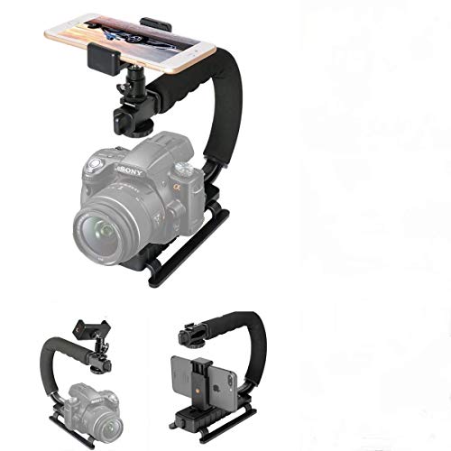 VIBLITZ® 3 in 1 Universal Stabilizer C-Shape Bracket Video Handheld Grip + Ball Head hot Shoe Adapter + Mobile Phone Clip Holder for 4in1 DSLR Camera +Camcorder +Smartphone Video Rig Mount Fit - Image 1