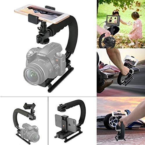 VIBLITZ® 3 in 1 Universal Stabilizer C-Shape Bracket Video Handheld Grip + Ball Head hot Shoe Adapter + Mobile Phone Clip Holder for 4in1 DSLR Camera +Camcorder +Smartphone Video Rig Mount Fit - Image 5