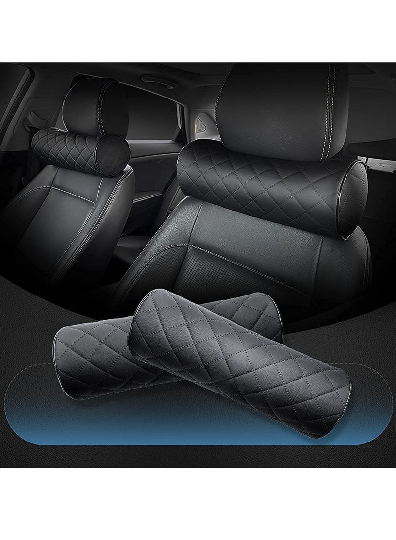 SOLARAE Neck Pillow for Car Seat, Memory Rebound headrest Cushion, Comfortable Leather can Provide The Best Support, Suitable Most Vehicles Black，Pack of 1 - Image 1