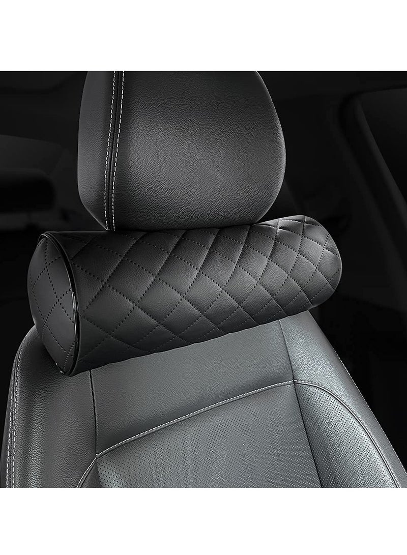 SOLARAE Neck Pillow for Car Seat, Memory Rebound headrest Cushion, Comfortable Leather can Provide The Best Support, Suitable Most Vehicles Black，Pack of 1 - Image 2