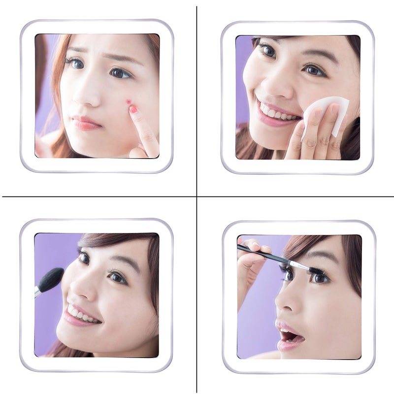 JiBen JiBen Square Flexible Gooseneck LED Lighted 10X Magnifying Makeup Mirror, Power Locking Suction Cup, Bright Diffused Light, 360 Degree Swivel, Portable Cordless Travel and Home Bathroom Vanity Mirror  - Image 5