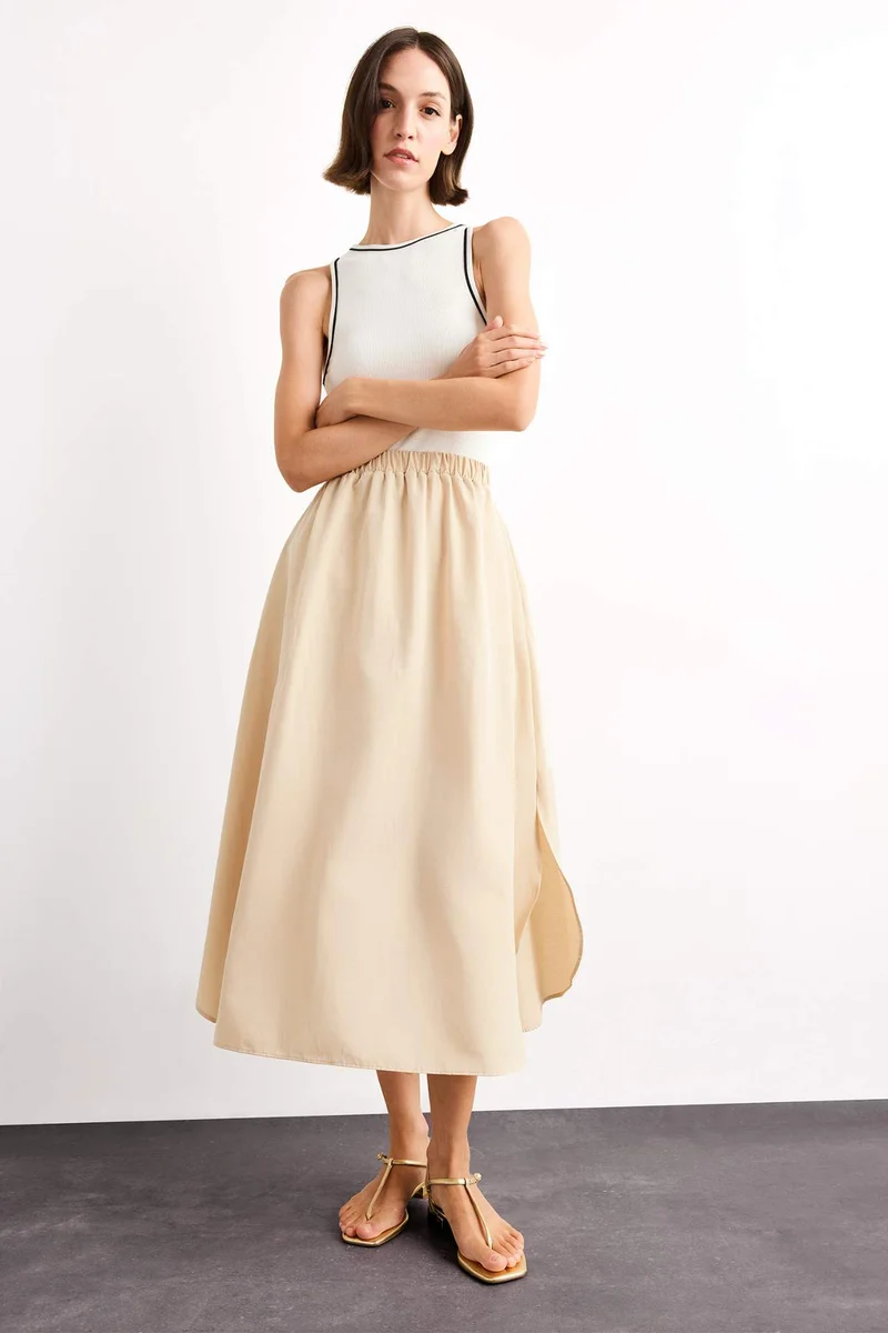 DeFacto A Cut Cotton Sleeveless Midi Dress