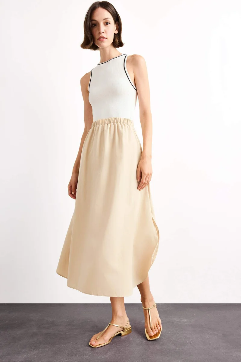 DeFacto A Cut Cotton Sleeveless Midi Dress