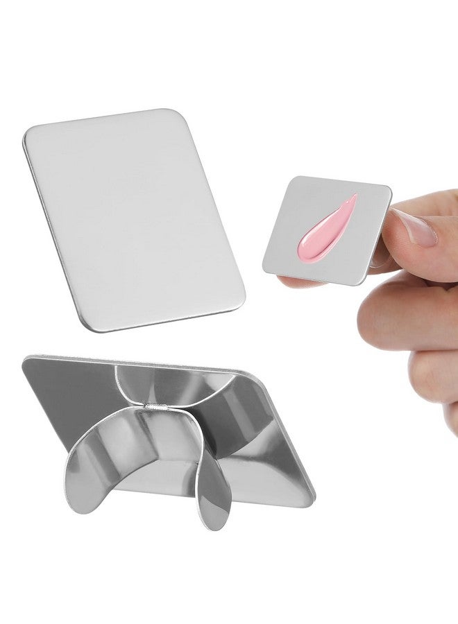 Frcolor Frcolor 2PCS Nail Art Palette Stainless Steel Makeup Mixing Palette Ring Nail DIY Art Design Paint Color Mixing Palette Metal Tool - Image 2