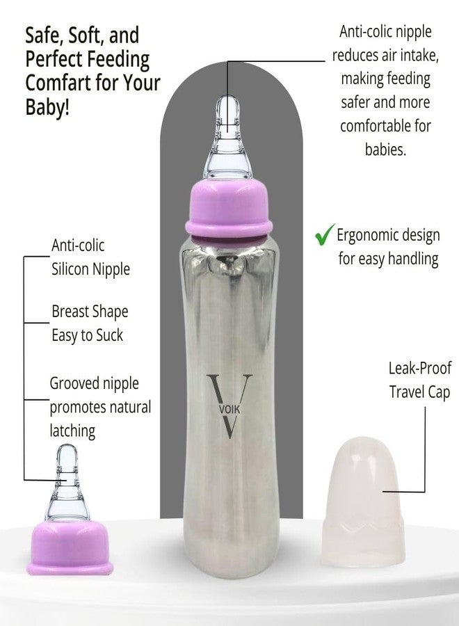VOIK Vega AKA Stainless Steel Feeding Bottle | 304 Food-Grade Steel | BPA-Free | Leak Proof | Eco-Friendly Baby Bottle (240 Ml) (Pink) - Image 5