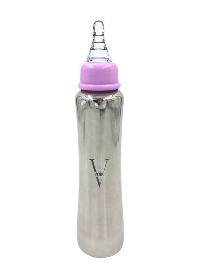 VOIK Vega AKA Stainless Steel Feeding Bottle | 304 Food-Grade Steel | BPA-Free | Leak Proof | Eco-Friendly Baby Bottle (240 Ml) (Pink) - Image 1