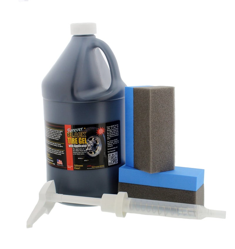 Forever BLACK Tire Gel Gallon w/Dispensing Pump and 2 Foam applicators - Image 2