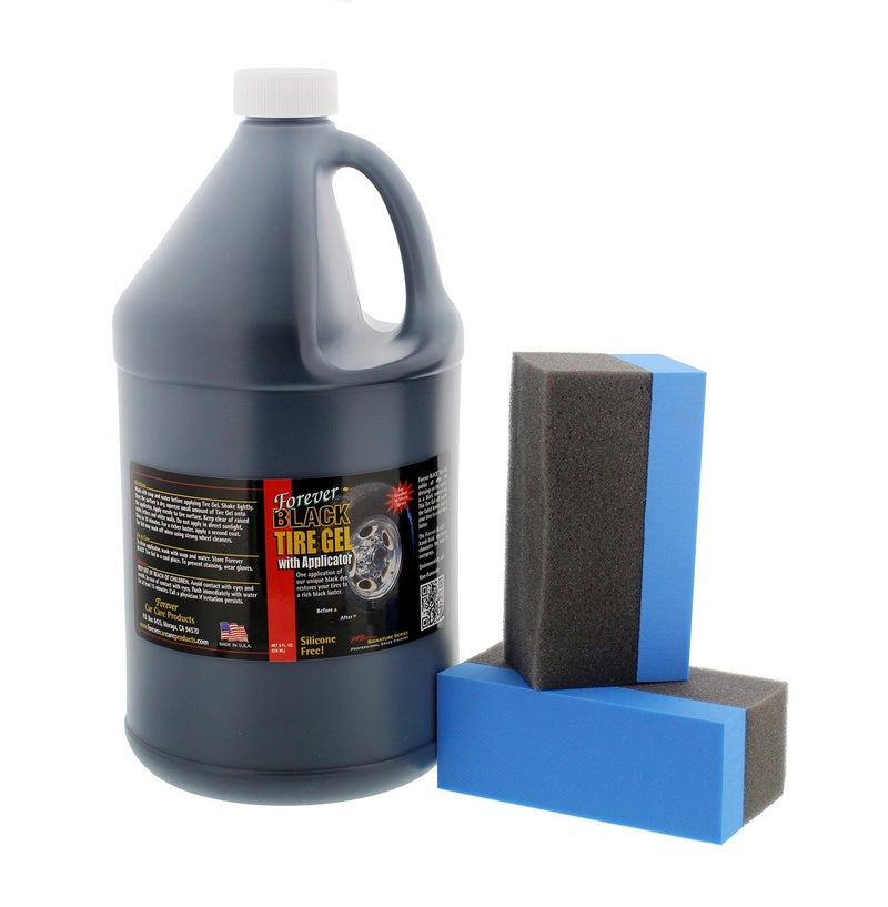 Forever BLACK Tire Gel Gallon w/Dispensing Pump and 2 Foam applicators - Image 3