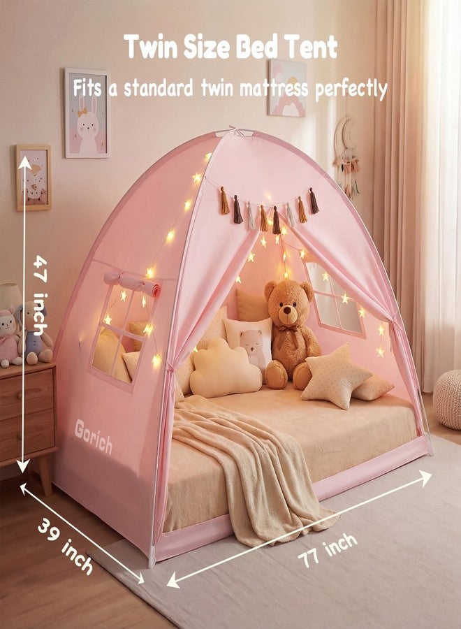 Gorich Twin Bed Tent for Kids, Indoor Privacy Toddler Sleeping Canopy with Mesh Window, Fits Bunk or Floor Bed, Include Star Lights & Tassels, Cozy Playhouse for Boys Girls Birthday - Image 4