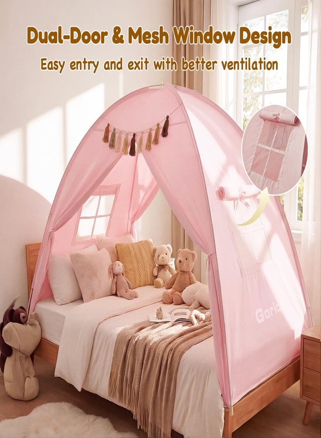 Gorich Twin Bed Tent for Kids, Indoor Privacy Toddler Sleeping Canopy with Mesh Window, Fits Bunk or Floor Bed, Include Star Lights & Tassels, Cozy Playhouse for Boys Girls Birthday - Image 2