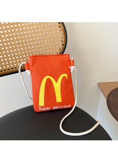 McDonalds Print Lunchbox Bucket Bag Casual Drawstring Shoulder Bag Upgraded Phone Pack Orange