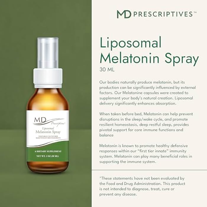 MD Prescriptives Liposomal Melatonin Dietary Supplement 3mg Spray - Enhanced Absorption to Help Encourage Restful, Regular Sleep - Suitable for Vegetarians - 75 Servings - 30 ml - Image 3