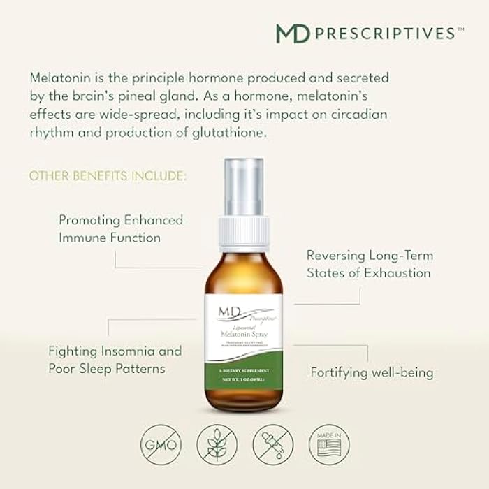 MD Prescriptives Liposomal Melatonin Dietary Supplement 3mg Spray - Enhanced Absorption to Help Encourage Restful, Regular Sleep - Suitable for Vegetarians - 75 Servings - 30 ml - Image 4