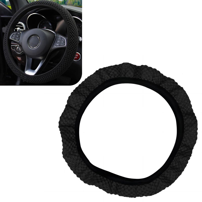 Tesnaao Pack1 Car Steering Wheel Cover Ice Silk 3D Massage Mesh Breathable Without Inner Ring Steering Wheel Cover Elastic Easy Grip AntiSlip Protector for 14515 Universal for Cars Black - Image 3