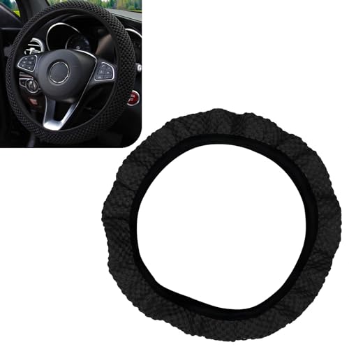 Tesnaao Pack1 Car Steering Wheel Cover Ice Silk 3D Massage Mesh Breathable Without Inner Ring Steering Wheel Cover Elastic Easy Grip AntiSlip Protector for 14515 Universal for Cars Black - Image 1