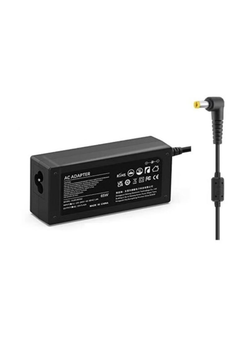 Terabyte 65W 19V/3.42A Compatible for Acer Laptop Charger Yellow Connector and Black Power Cord Tips (5.5x1.7mm) - Image 1