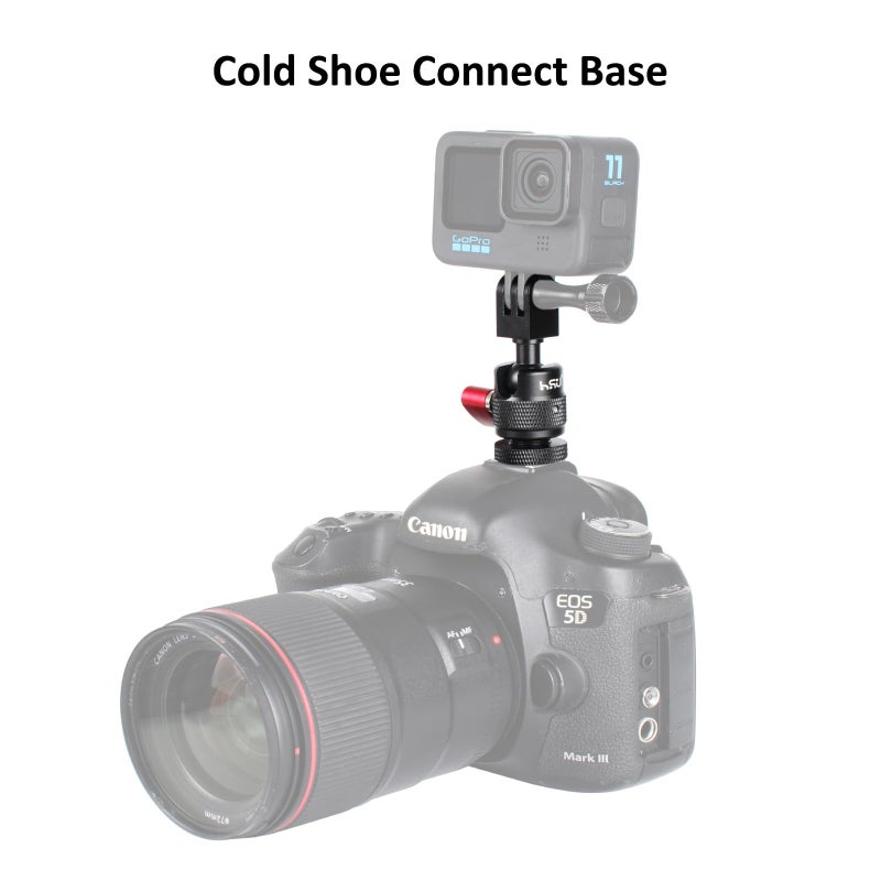 HSU Cold Shoe Mount Adapter, Aluminum 1/4â€-20 Screw Hole 360Â° Rotation Camera Tripod Mount for GoPro Hero 13/12/11/10/9/8/7/DJI Osmo Action, Applicable for Tripod Selfie Stick and DSLR Camera Flash - Image 3
